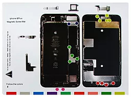 Магнитный мат MECHANIC для раскладки винтов и запчастей при разборке Apple iPhone 8 Plus