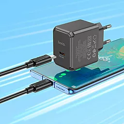 Сетевое зарядное устройство Hoco CS13A Ocean 20w PD USB-C home charger black - миниатюра 4