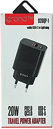 Сетевое зарядное устройство Grand D20QP-1 PD20W/QC3.0 18W USB-A-C Black - миниатюра 4