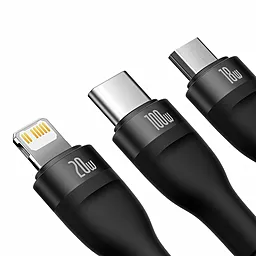 Кабель USB PD Baseus Flash II 20V 5A 1.5M 3-in-1 USB-C - Type-C/Lightning/micro USB Cable Black (CASS030201) - миниатюра 2