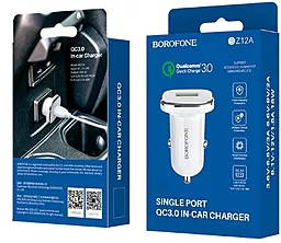 Автомобильное зарядное устройство с быстрой зарядкой Borofone BZ12A QC 3.0 White - миниатюра 5
