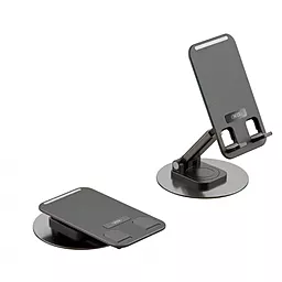 Настольный держатель XO C108 Small Disc Rotating 360° Metal Phone Holder Black - миниатюра 3