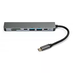 Мультипортовый USB Type-C хаб Vinga USB-C -> HDMI + 2xUSB 3.0+ SD + TF+ 2xPD (VCPHTC7AL) - миниатюра 4