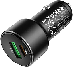 Автомобильное зарядное устройство с быстрой зарядкой Hoco Z42 Light Road PD20W + QC3.0 3A Black - миниатюра 4