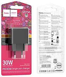 Сетевое зарядное устройство Hoco CS15A 30w PD USB-C home charger black - миниатюра 8