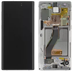 Дисплей Samsung Galaxy Note 10 N970 с тачскрином и рамкой, сервисный оригинал, White