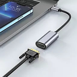 Видео конвертер Hoco UA21 Origin USB Type-C - VGA M/F 1080K 30Гц Converter Metal Gray - миниатюра 7