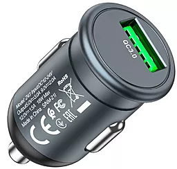 Автомобильное зарядное устройство с быстрой зарядкой Hoco Z43 18W QC3.0 USB Gray - миниатюра 2