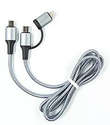 Кабель USB PD Dengos USB Type-C -> Type-C/Lightning Cable Серый (NTK-TC-TCL-GREY)  - миниатюра 2
