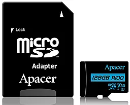Карта пам'яті Apacer microSDXC 128GB R100 Class 10 UHS-I U3 V30 + SD-адаптер (AP128GMCSX10U7-R)