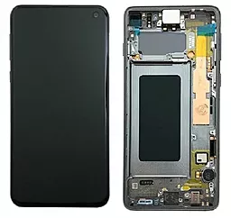 Дисплей Samsung Galaxy S10 G973 с тачскрином и рамкой, сервисный оригинал, Prism Black