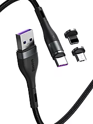 Кабель USB Baseus Zinc Magnetic 5A 3-in-1 USB to Type-C/Lightning/micro USB cable black/brey (CA1T3-BG1) - миниатюра 4