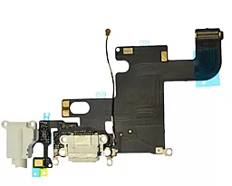 Нижний шлейф Apple iPhone 6 с разъемом зарядки, разъемом наушников и микрофоном Silver