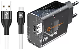 Сетевое зарядное устройство Powermax Transparent Silicat 18W + micro USB cable Black - миниатюра 2