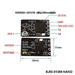 Радио-ресивер BAYCK ExpressLRS ELRS 915 МГц/2,4 ГГц NANO ExpressLRS с антенной T-типа - миниатюра 3