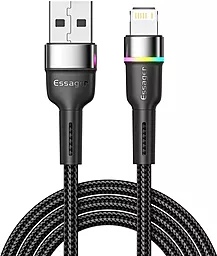 Кабель USB Essager Colorful LED 12W 2.4A Lightning Cable Black (EXCL-XCD01)