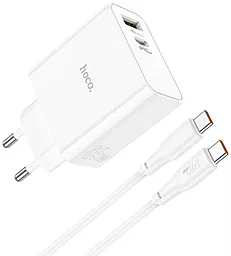 Уценённое сетевое зарядное устройство Hoco C113A 65W GaN PD Awesome charger set USB-A-C + USB-C-С Cable White - миниатюра 2