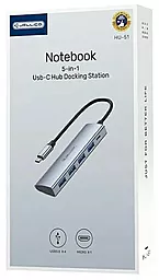 Мультипортовый USB Type-C хаб Jellico HU-51 5-in-1 grey (RL073926) - миниатюра 3