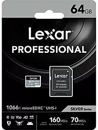 Карта пам'яті Lexar microSDXC 64GB 1066x Silver Class 10 UHS-I U3 V30 A2 + SD-адаптер (LMS1066064G-BNANG)