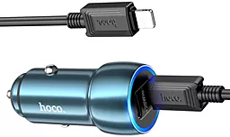 Автомобильное зарядное устройство Hoco Z48 40W PD 2xUSB-C + USB-C-Lightning Cable Blue - миниатюра 2