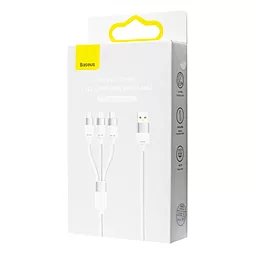 USB PD Кабель Baseus StarSpeed One-for-three 20W 3.5A 1.2M 3-in-1 USB to micro/Lightning/Type-C cable white(CAXS000005) - миниатюра 5