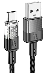 Кабель USB Hoco U129 Spirit transparent 18w 3a 1.2m USB Type-C cable  black