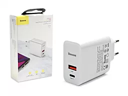 Сетевое зарядное устройство с быстрой зарядкой Baseus Compact Quick Charger U+C 20W White (CCXJ-B02) - миниатюра 3