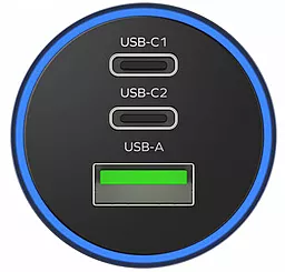 Автомобильное зарядное устройство Momax MoVe 100W PD 2xUSB-C/USB-A ports car charger blue (UC17) - миниатюра 4