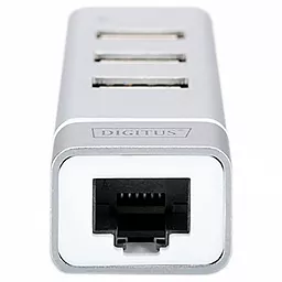 Концентратор USB со встроенным сетевым разъемом Digitus USB Type-C, 3xUSB+Fast Ethernet Silver (DA-70253) - миниатюра 3