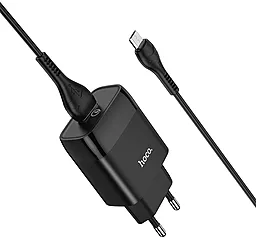 Сетевое зарядное устройство с быстрой зарядкой Hoco C72Q Glorious 18w USB-A + micro USB сable black - миниатюра 2