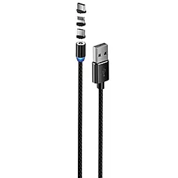 Кабель USB ColorWay Magnetic 3-in-1 USB to Type-C/Lightning/micro USB Cable black (CW-CBUU020-BK) - миниатюра 2