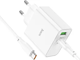 Уценённое сетевое зарядное устройство Hoco C113A 65W GaN PD Awesome charger set USB-A-C + USB-C-С Cable White - миниатюра 3