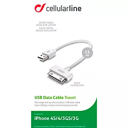 USB Кабель Cellular Line 30 pin Cable 0.15 м. White (USBDATACTRIPH1) - мініатюра 3