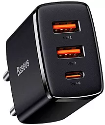 Мережевий зарядний пристрій з швидкою зарядкою Baseus Compact 30w PD/QC 2xUSB-A/USB-C ports home charge black (CCXJ-E01)