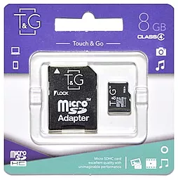 Карта пам'яті T&G microSDHC 8GB Class 4 + SD-адаптер (TG-8GBSDCL4-01)