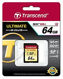 Карта памяти Transcend 64GB SDXC Ultimate Class 10 UHS-I U3 (TS64GSDU3) - миниатюра 1