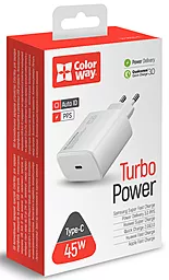 Сетевое зарядное устройство с быстрой зарядкой ColorWay 45w PD USB-C home charger white (CW-CHS034PD-WT) - миниатюра 5