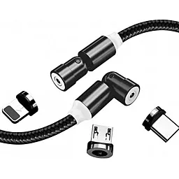 Кабель USB ColorWay LED Magnetic 3-in-1 USB to Type-C/Lightning/micro USB Cable Black (CW-CBUU037-BK) - миниатюра 3
