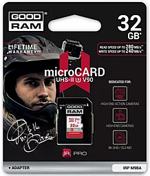 Карта пам'яті GooDRam microSDHC 32GB IRDM PRO UHS-II U3 V90 + SD-адаптер (IRP-M9BA-0320R11)