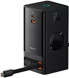 Сетевое зарядное устройство Baseus PowerCombo Digital PowerStrip 65W USB-C+A + Type-C Cable 1.5м Black (PSLR000301) - миниатюра 2