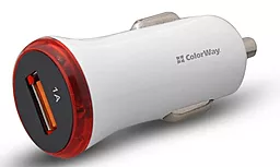 Автомобильное зарядное устройство ColorWay 1xUSB 1A White (CW-CHA001-WT) - миниатюра 2