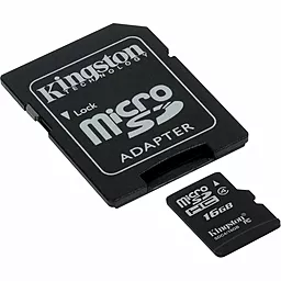 Карта памяти Kingston microSDHC 16GB Class 4 + SD-адаптер (SDC4/16GB) - миниатюра 2