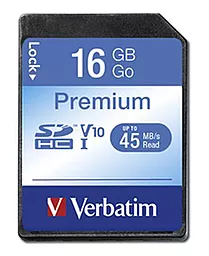 Карта памяти Verbatim SDHC 16GB Premium Class 10 UHS-I U1 V10 (43962)