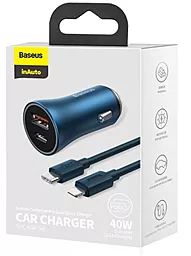 Автомобильное зарядное устройство с быстрой зарядкой Baseus Golden Contactor Dual Quick Car Charger 40W + USB Type-C - Lightning Cable Blue (TZCCJD-03) - миниатюра 9