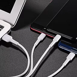 Кабель USB Borofone BX16 Easy 3-in-1 USB to Type-C/Lightning/micro USB сable white - миниатюра 4