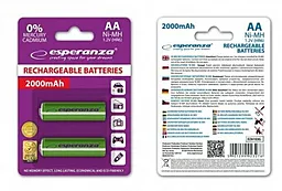 Аккумулятор Esperanza AA / R6 Ni-MH 2000mAh (EZA103G) 2шт Green - миниатюра 2