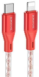 Кабель USB PD Borofone BX96 Ice Crystal Silicone 27W 3A USB Type-C - Lightning Cable Red