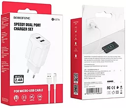 Сетевое зарядное устройство Borofone BA37A Speedy 2USB + micro USB Cable White - миниатюра 4