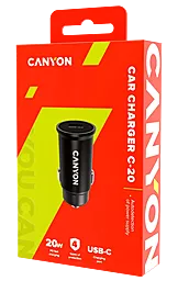 Автомобильное зарядное устройство Canyon PD 20W USB-C Port Black (CNS-CCA20B) - миниатюра 5