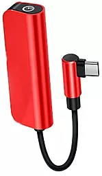 Аудио-переходник Baseus USB Type-C - Sound AUX 3.5мм + USB Type-C Port Red (CATL53-91) - миниатюра 2